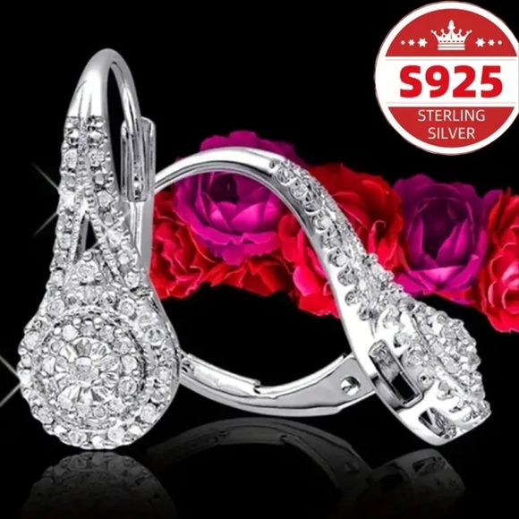 Women’s 925 Sterling Silver Synthetic Zirconia Pendant Earrings - NWT - Picture 9 of 9